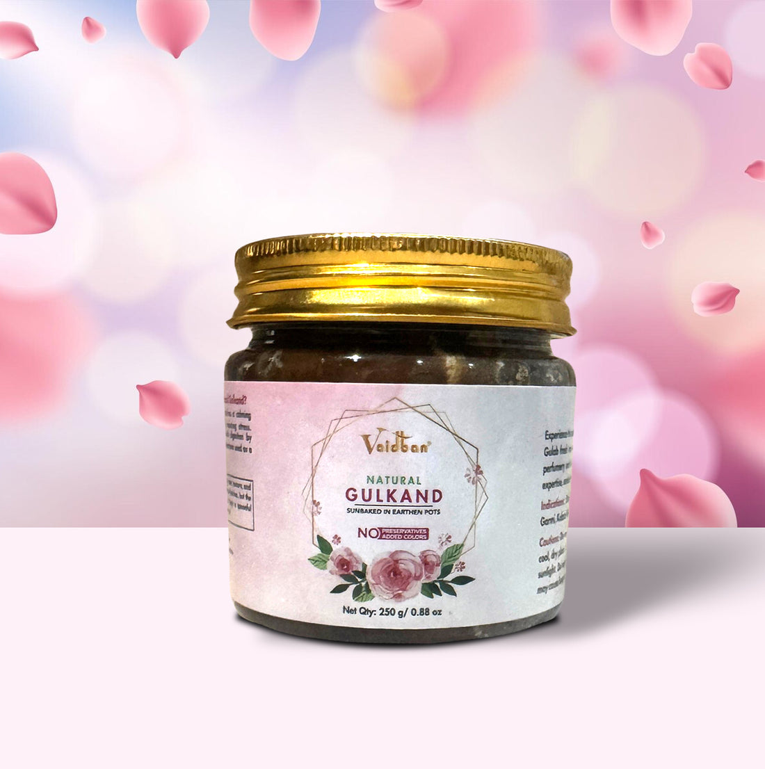 Vaidban Natural Gulkand – Sunbaked in Earthen Pots (250g)