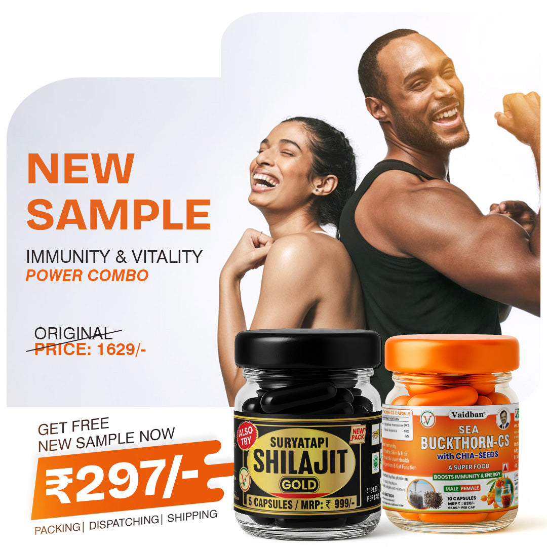Vaidban FREE Sample Combo Pack – Suryatapi Shilajit Gold + Sea Buckthorn-CS