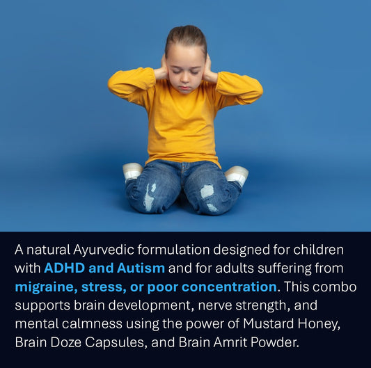 Vaidban Brain & Nerve Care Combo ā For ADHD, Autism & Migraine Relief | Improves Memory, Nerve Strength & Focus