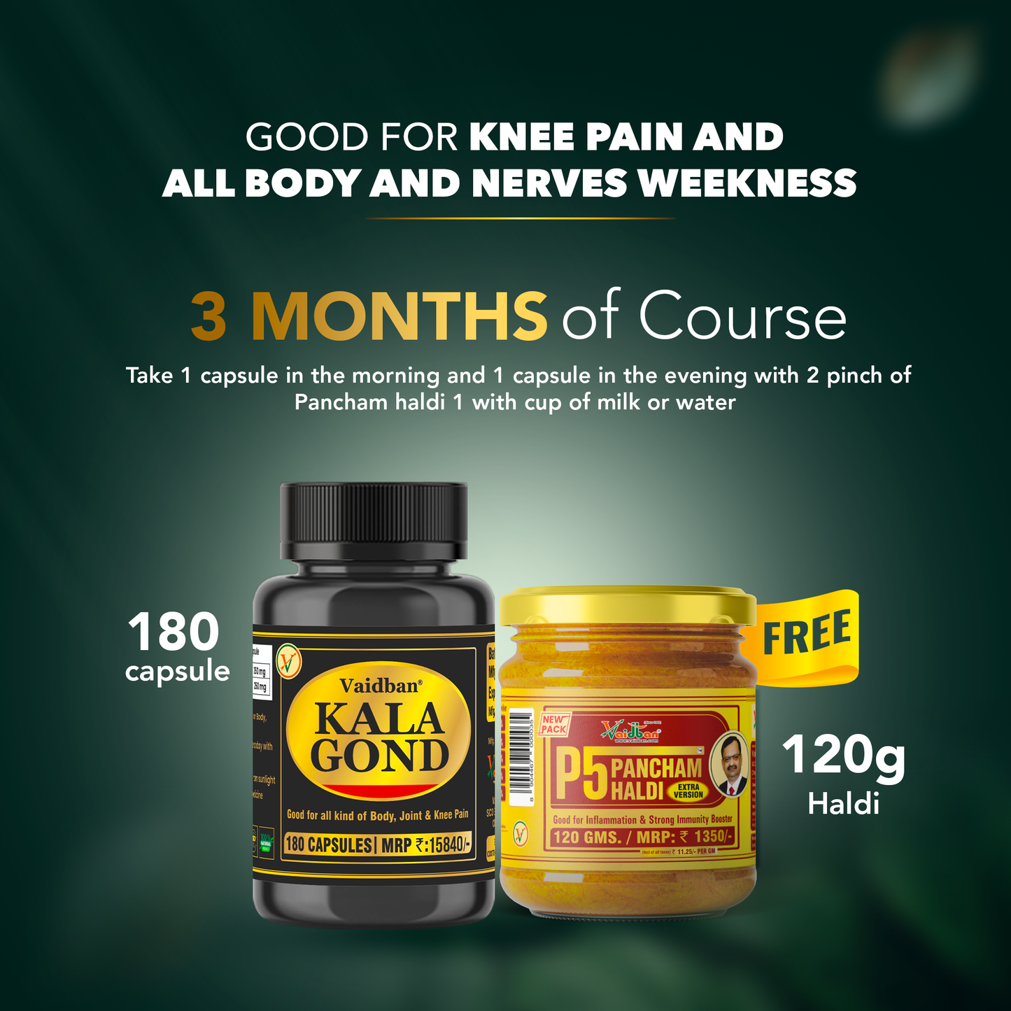 Vaidban Kala Gond Capsule - Pain Relief Capsule | Knee Pain