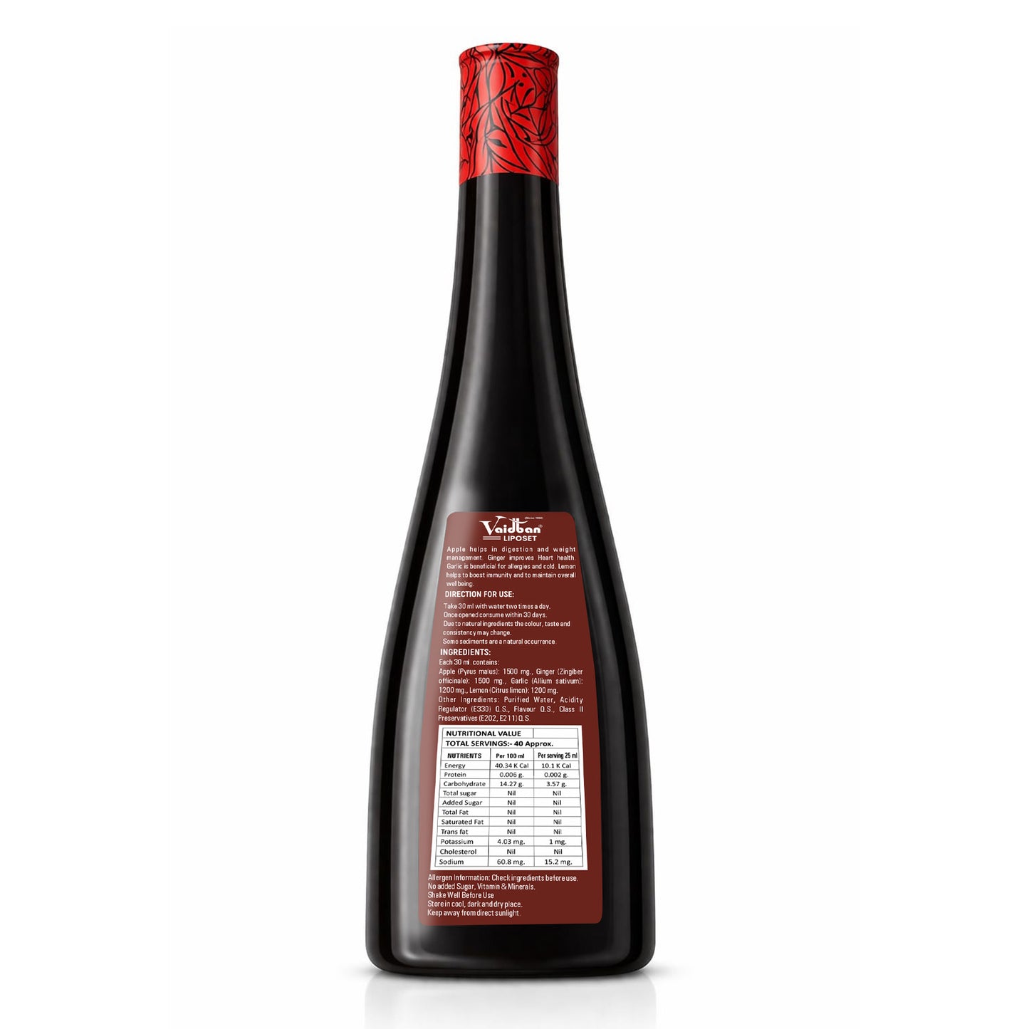 Vaidban Liposet Syrup – Apple, Ginger, Garlic & Lemon Weight Management Tonic