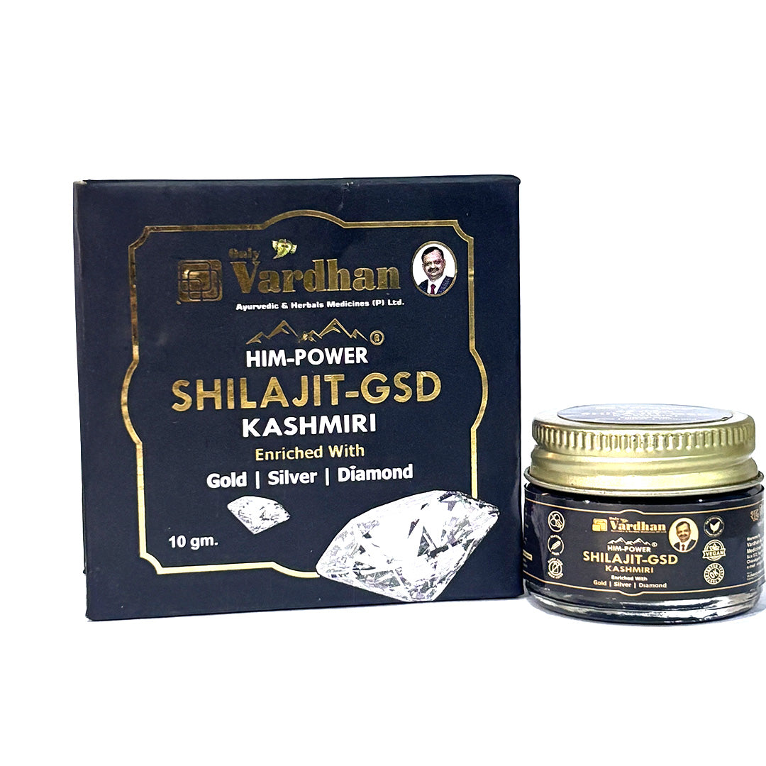 Vardhan Him-Power Shilajit-GSD Kashmiri – Enriched with Gold, Silver & Diamond (10g)