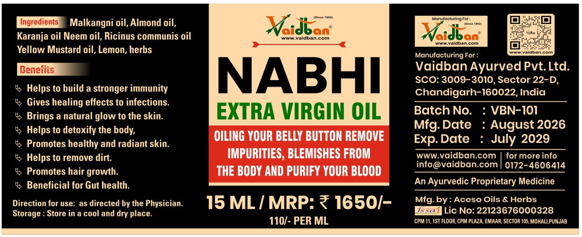 Nabhi Extra Virgin Ayurvedic Relief oil Belly Button Oil - 15 ML
