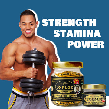 X - Plus Gold Capsule + Suryatapi Shilajit Gold Resin - Men Wellness Combo