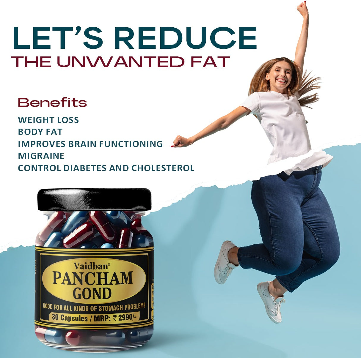 Vaidban Pancham Gond (30 Capsules) – Ayurvedic Capsules for Weight Loss & Gut Health