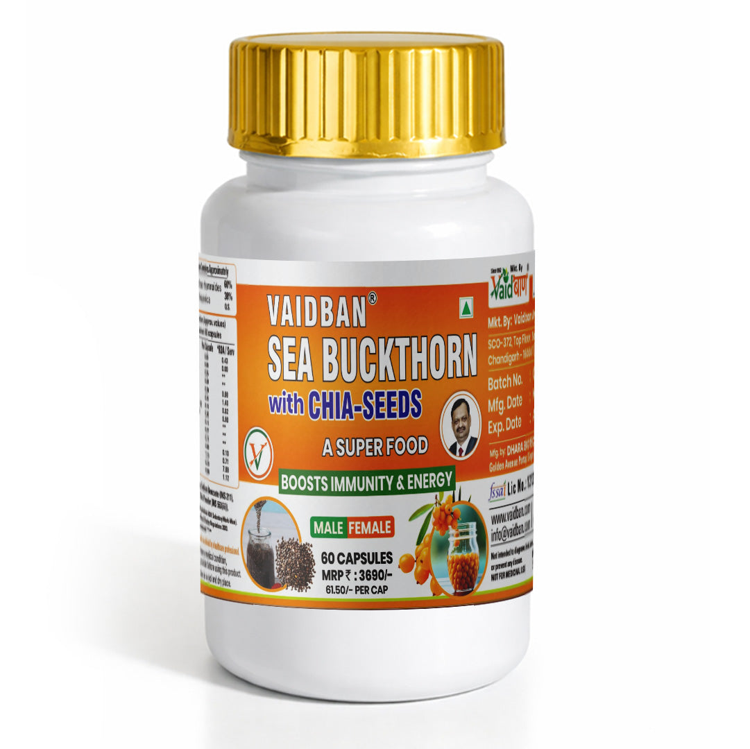 Vaidban Sea Buckthorn with Chia Seeds - Immunity & Energy Booster (60 Capsules)