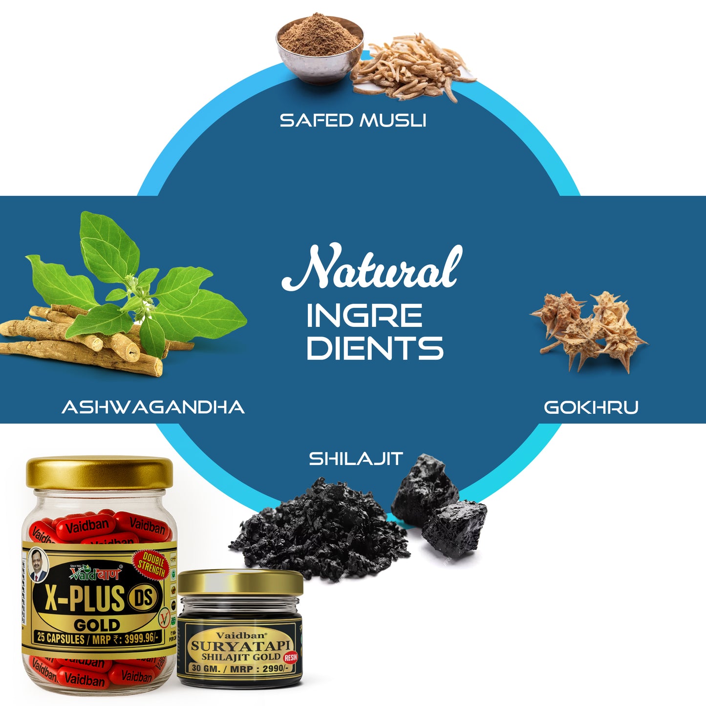 X - Plus Gold DS Capsule + Suryatapi Shilajit Gold Resin - Men Wellness Combo