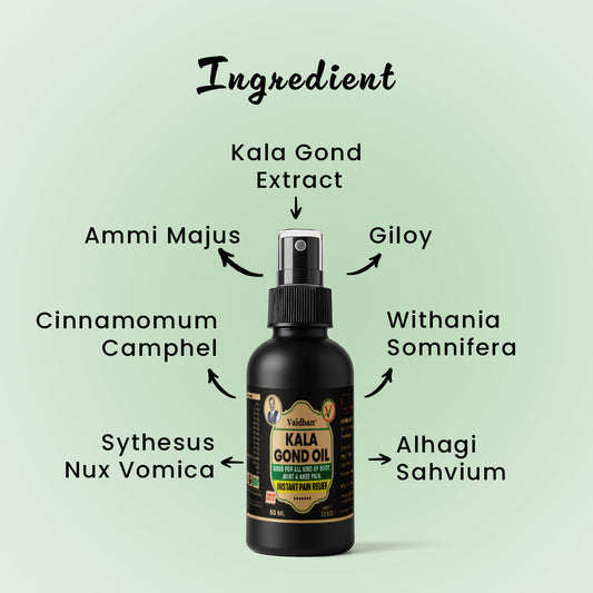 Vaidban Kala Gond Oil – Instant Pain Relief for Joint & Knee Pain | 60ml