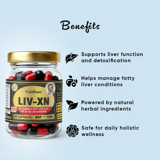 Vaidban LIV-XN Capsules - Advanced Liver Support Supplement for Fatty Liver, Natural Liver Health & Detox, Herbal Formula for Overall Liver Care