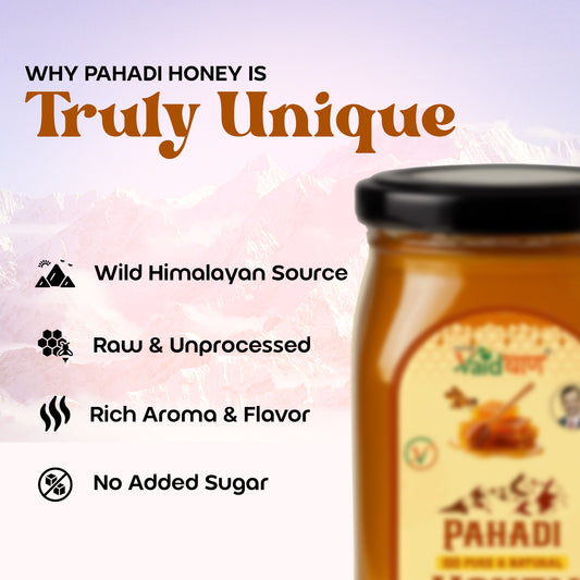 Vaidban Raw Pahadi Honey – 100% Pure Himalayan Honey | Natural & Unprocessed