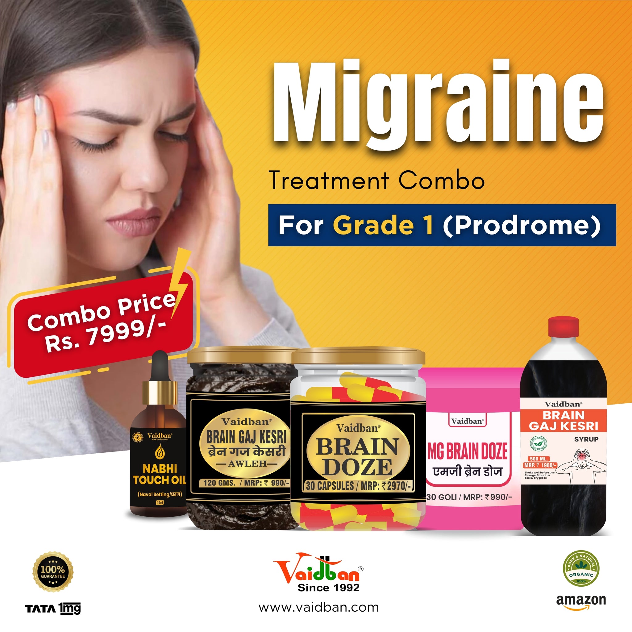 Vaidban Migraine Treatment Combo for Grade 1 (Prodrome)