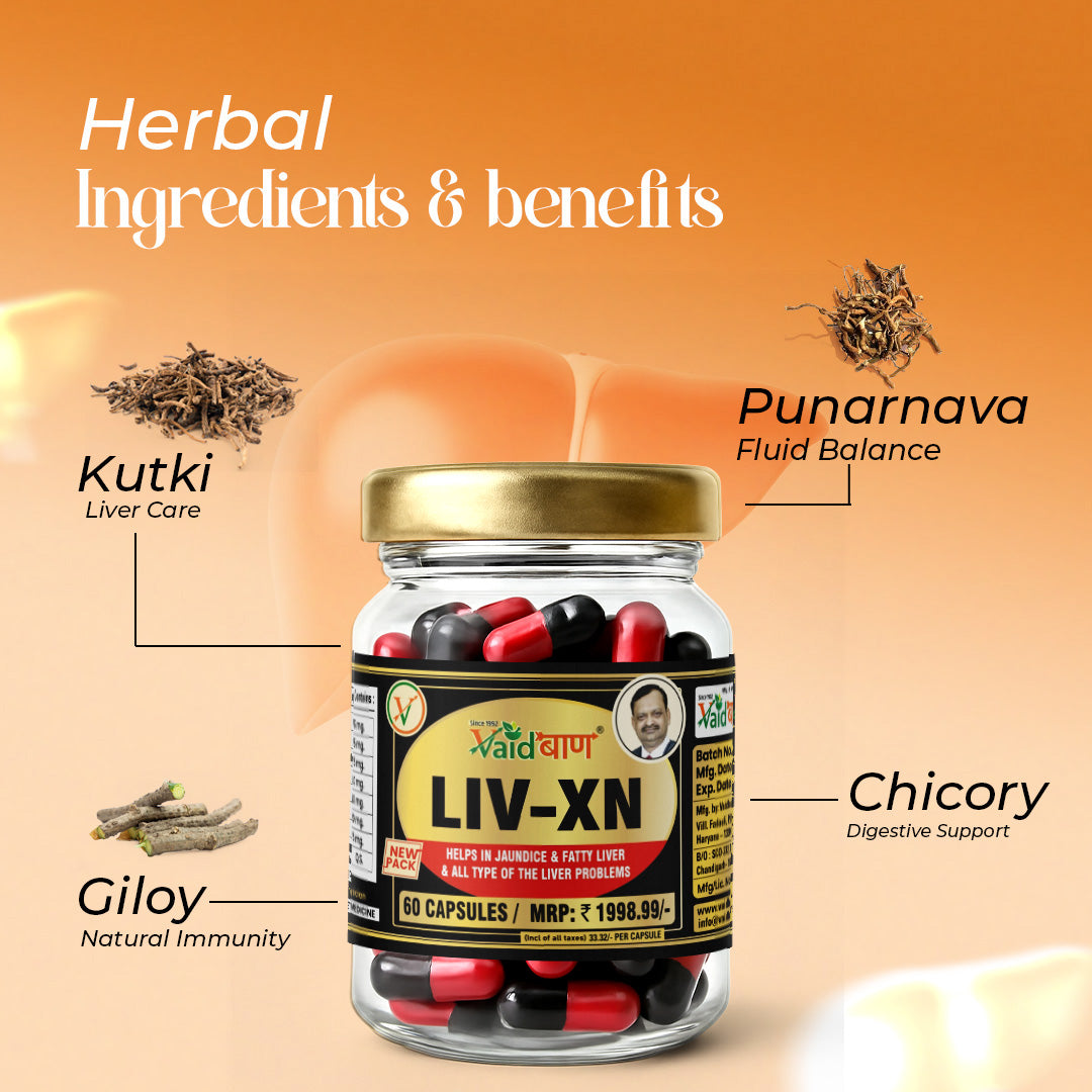 Vaidban LIV-XN Capsules - Advanced Liver Support Supplement for Fatty Liver, Natural Liver Health & Detox, Herbal Formula for Overall Liver Care