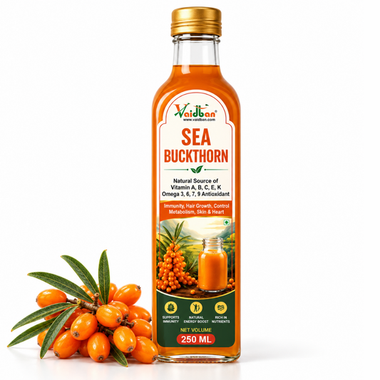 Vaidban Sea Buckthorn Juice – Rich in Vitamins, Antioxidants & Omega 3, 6, 7 & 9 for Immunity, Skin & Heart Health