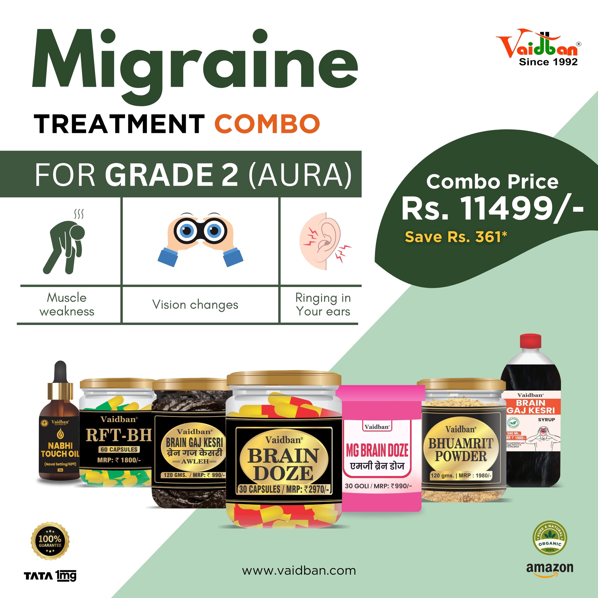 Vaidban Migraine Treatment Combo for Grade 2 (Aura)