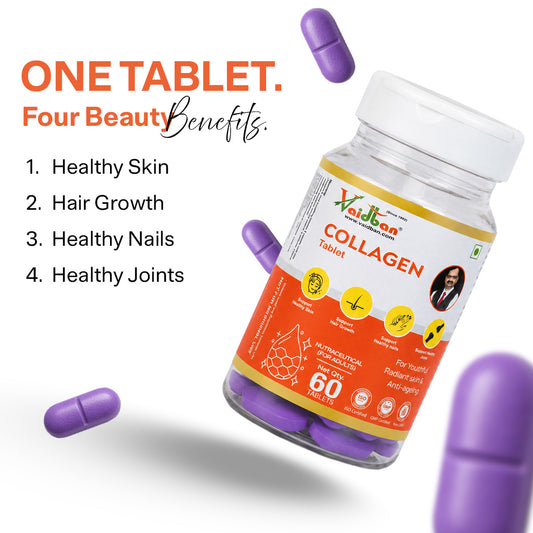 Vaidban Collagen Tablet - 60 Tablets | For Youthful Radiant Skin & Anti-Ageing