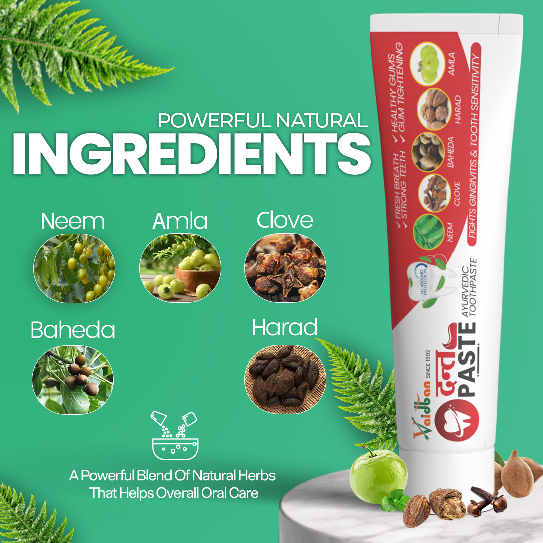 Vaidban Dant Paste - Ayurvedic Toothpaste for Gingivitis & Tooth Sensitivity (100gm) pack