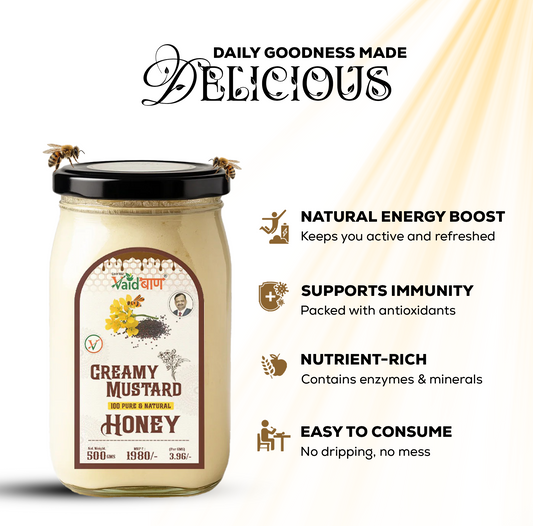 Vaidban Creamy Mustard Honey ā 100% Pure Spreadable Honey | Natural & Unprocessed