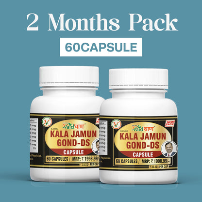 Vaidban Kala Jamun Gond-DS Capsules (Pack of 60 Capsule) - Natural Support for Sugar Management