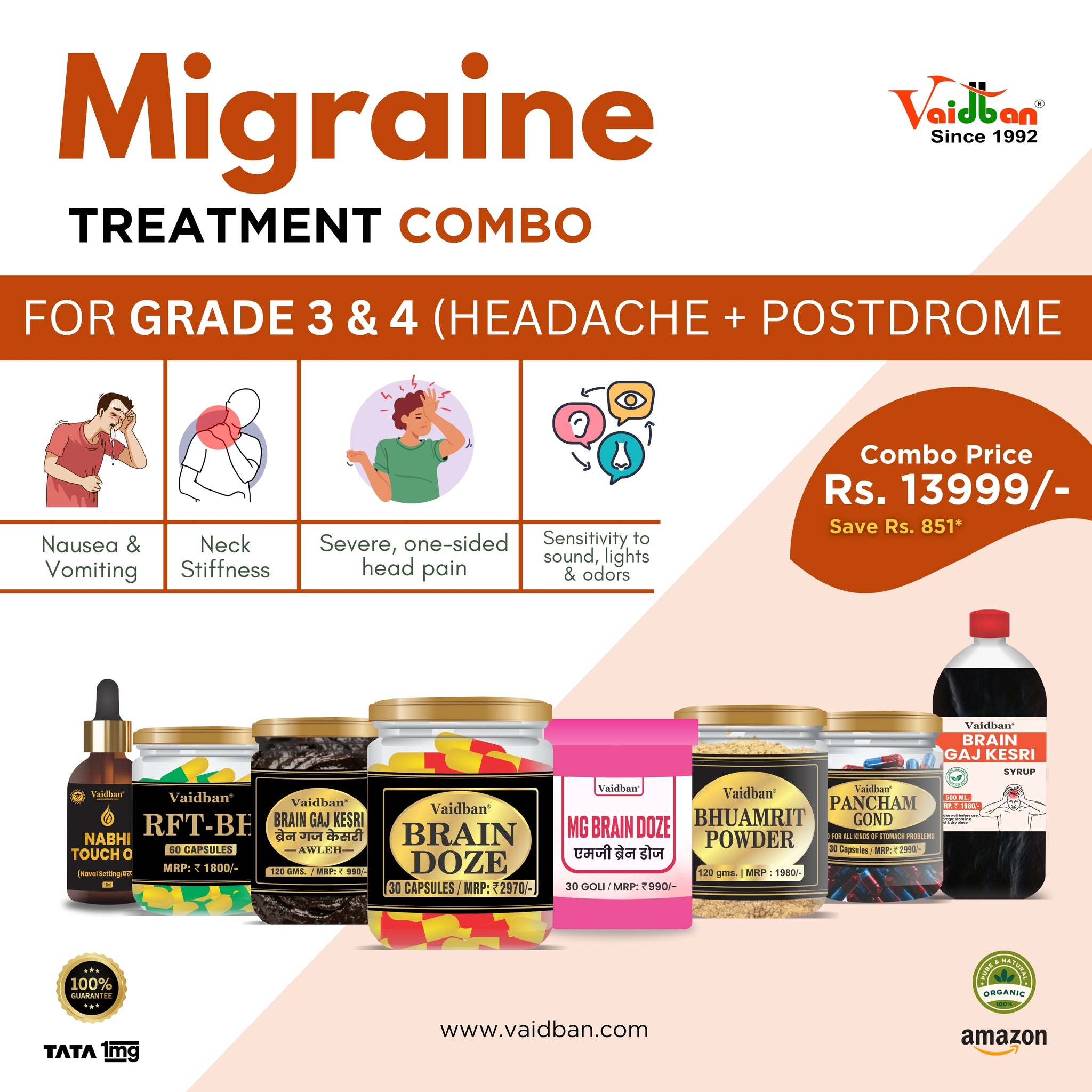 Vaidban Migraine Treatment Combo for Grade 3 & 4 (Headache + Postdrome)