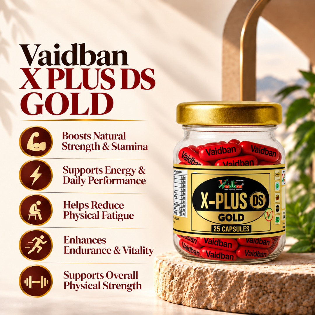 Vaidban X-Plus DS Gold Capsules – Double-Strength Formula for Men's Strength, Stamina, Vitality & Performance