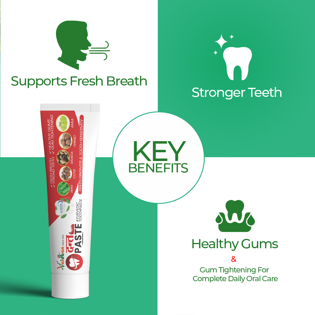 Vaidban Dant Paste - Ayurvedic Toothpaste for Gingivitis & Tooth Sensitivity (100gm) pack