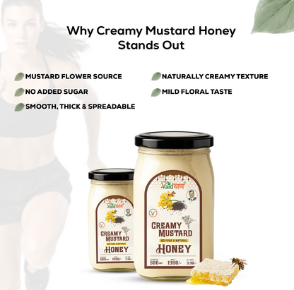 Vaidban Creamy Mustard Honey – 100% Pure Spreadable Honey | Natural & Unprocessed