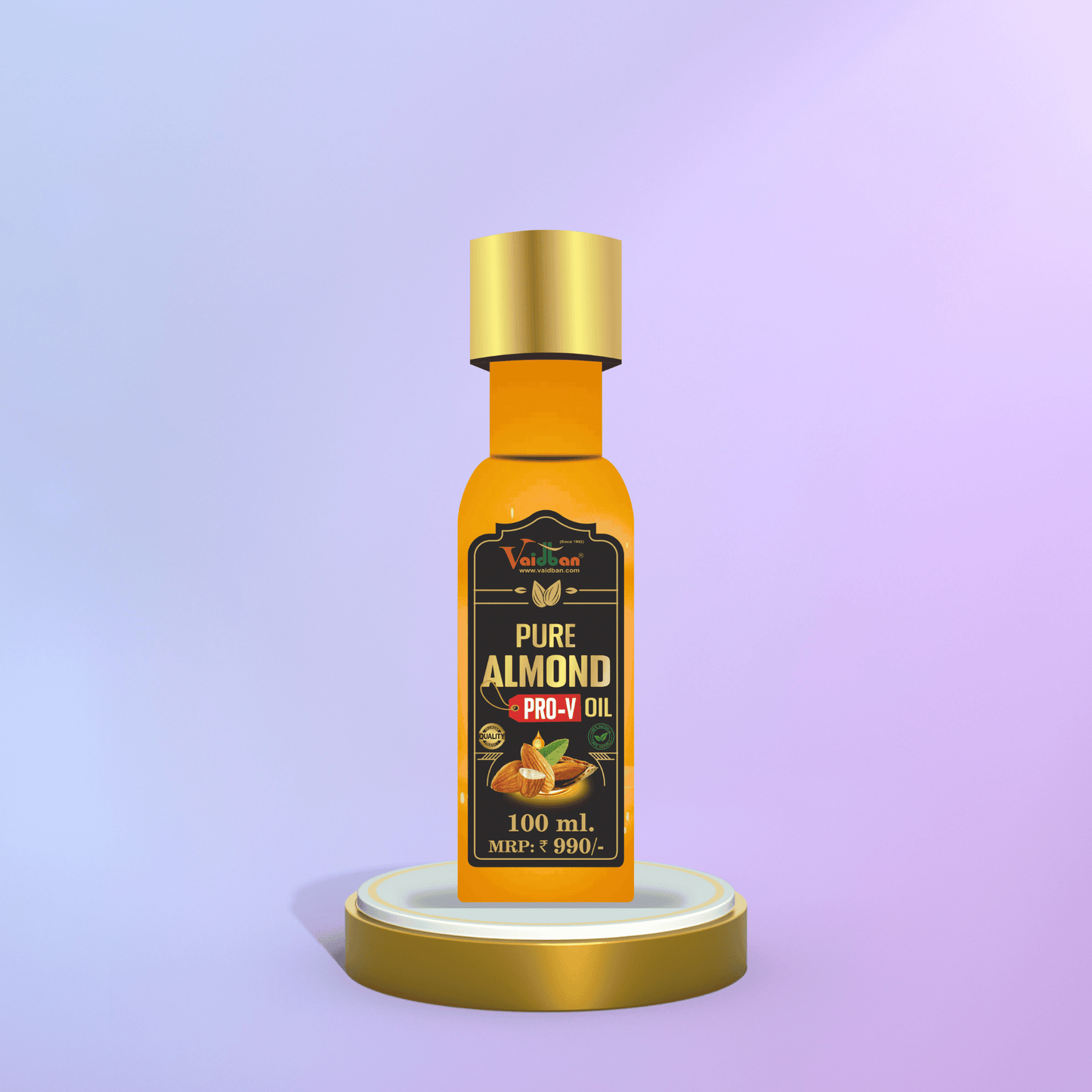 Vaidban Pure Almond Pro-V Oil (100 Ml) : Nourishment for Skin and Hair