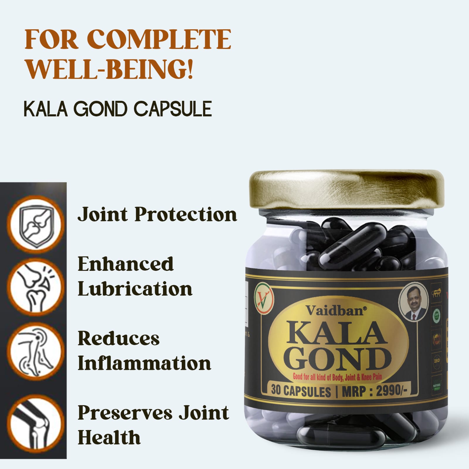 Vaidban Kala Gond Capsule - Pain Relief Capsule | Knee Pain
