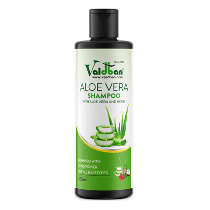 Vaidban Aloe Vera Shampoo with Conditioner | Herbal Hair Cleanser for All Hair Types | Strengthens, Nourishes & Repairs Damaged Hair | 250ml