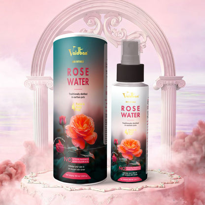 Vaidban Rose Water – Traditionally Distilled in Earthen Pots | Pure Facial & Body Mist | No Artificial Fragrance or Color | 100ml