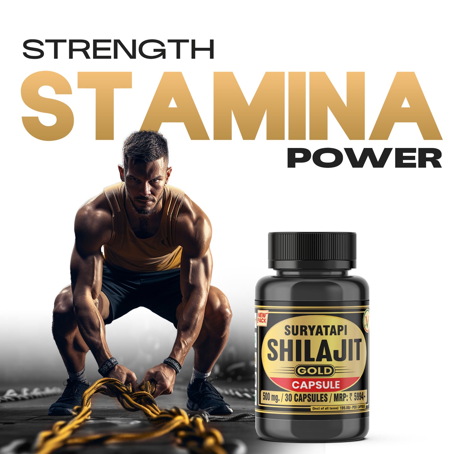 Vaidban Suryatapi Shilajit Gold - 100% Ayurvedic | for Strength, Stamina and Power