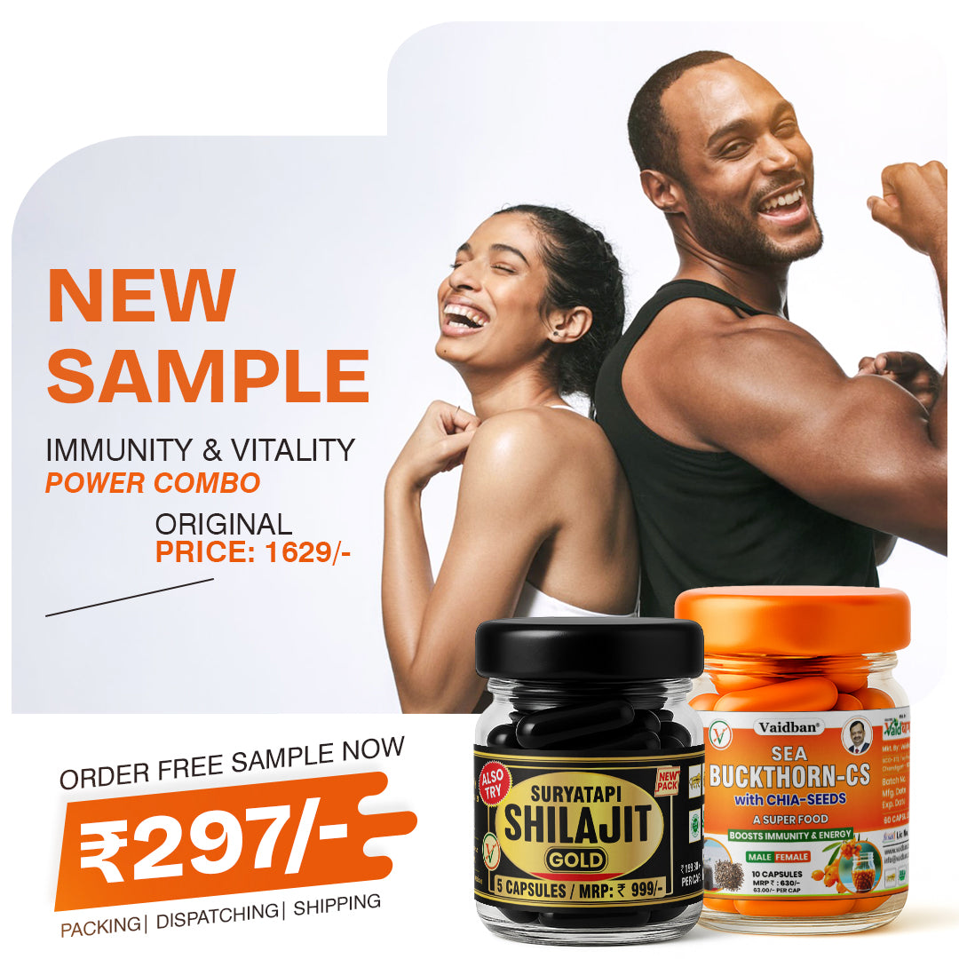 Vaidban FREE Sample Combo Pack  – Suryatapi Shilajit Gold + Sea Buckthorn-CS