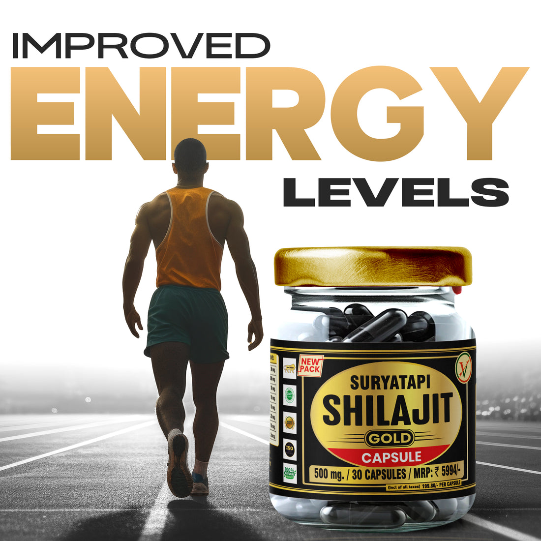 Vaidban Suryatapi Shilajit Gold ( 30 capsules )- 100% Ayurvedic | for Strength, Stamina and Power