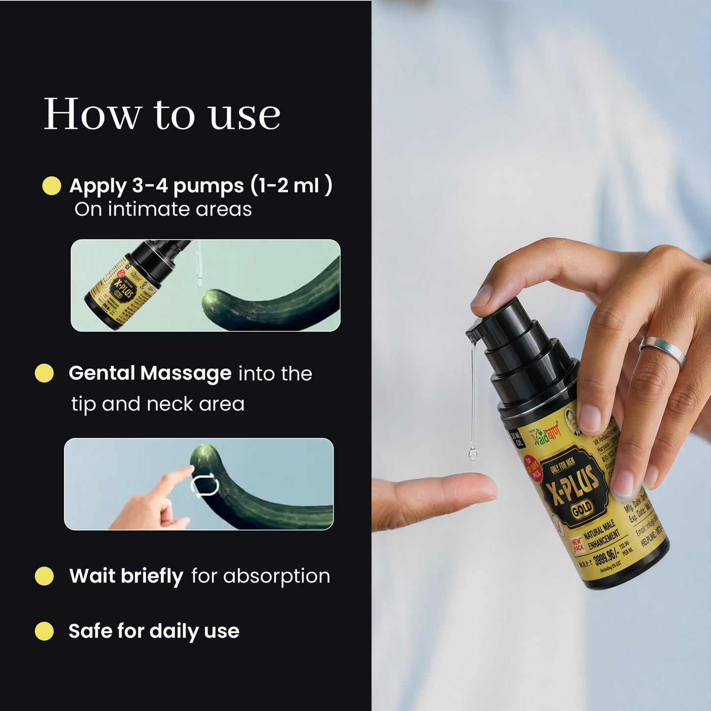 X Plus Gold Oil - Pure Ayurvedic Massage Oil For Men