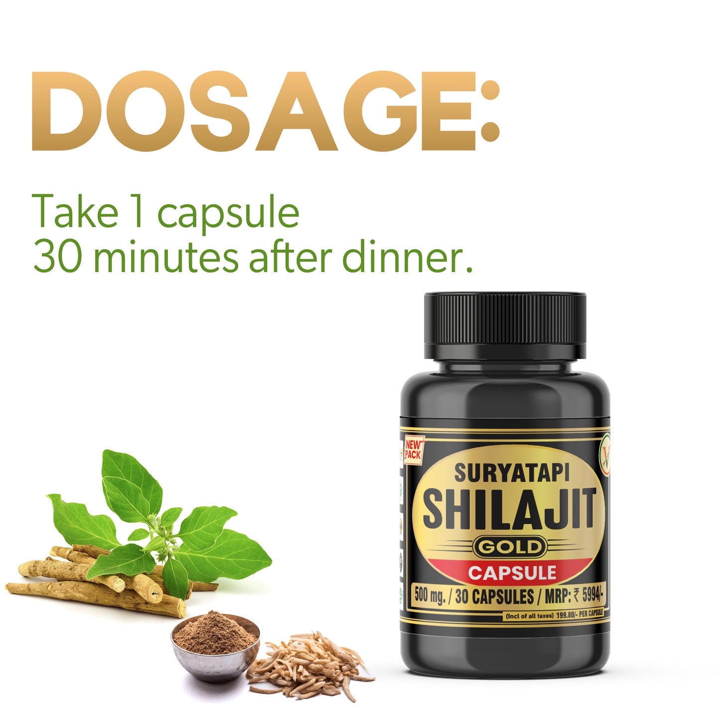 Vaidban Suryatapi Shilajit Gold - 100% Ayurvedic | for Strength, Stamina and Power