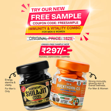 Vaidban FREE Sample Combo Pack  – Suryatapi Shilajit Gold + Sea Buckthorn-CS