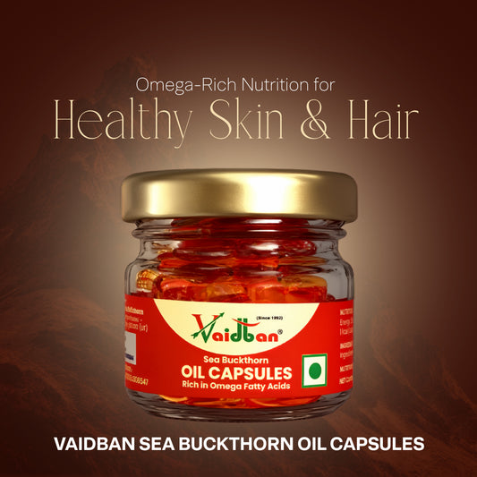 Vaidban Sea Buckthorn Oil Capsules – Rich in Omega Fatty Acids