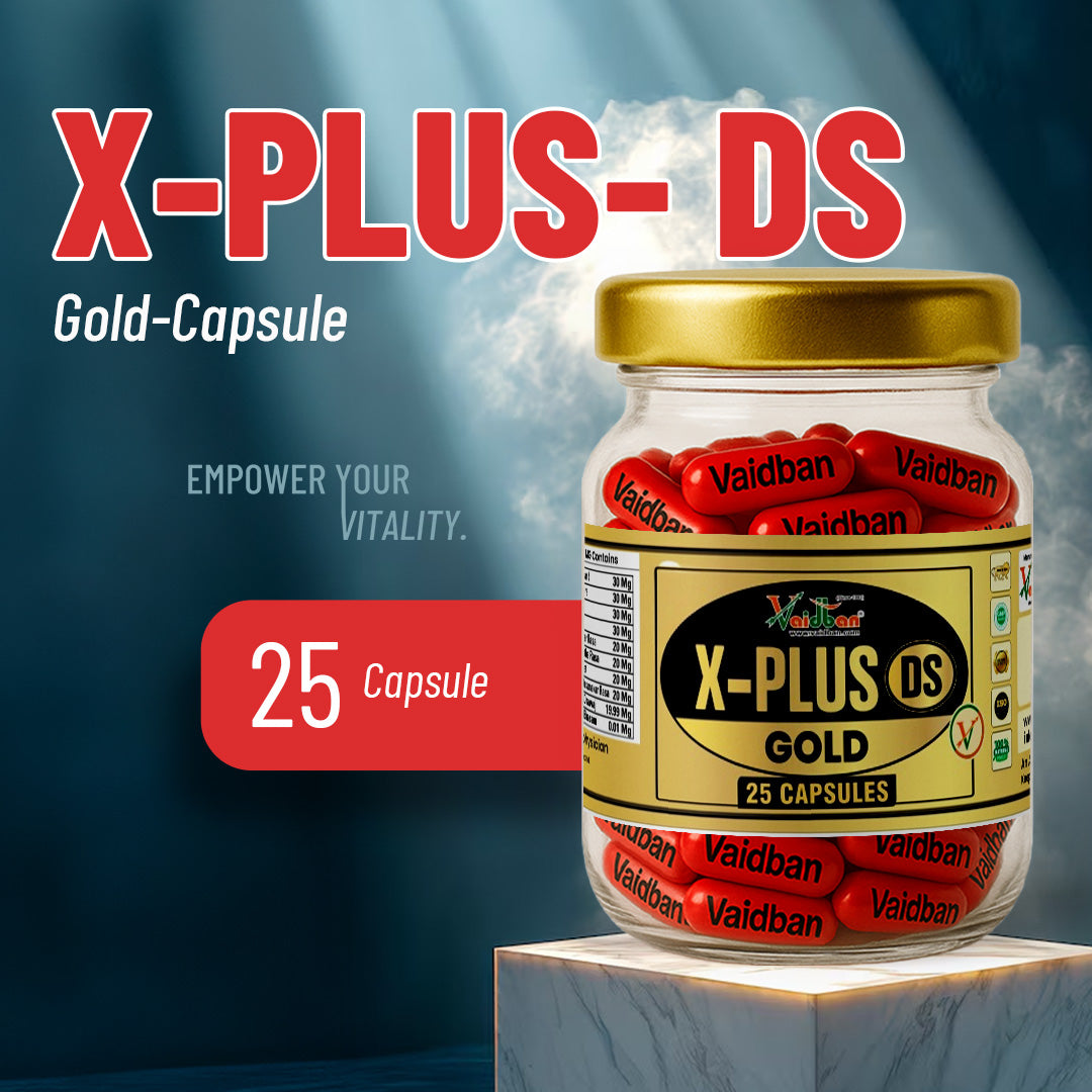 Vaidban X-Plus DS Gold Ayurvedic capsules for men, front of pack