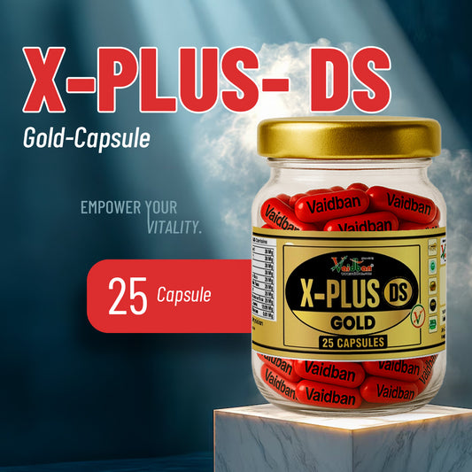 Vaidban X-Plus DS Gold Ayurvedic capsules for men, front of pack