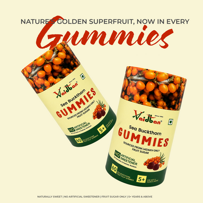 Vaidban Sea Buckthorn Gummies – 60 N | Sourced from Ladakh | No Artificial Sweetener