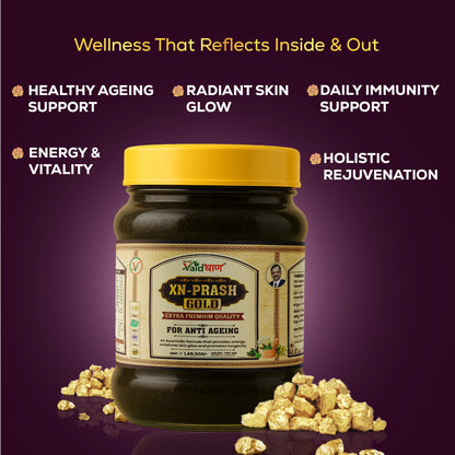 Vaidban XN-Prash Gold – Extra Premium Chyawanprash with Pure Gold Leaf for Anti-Ageing Excellence
