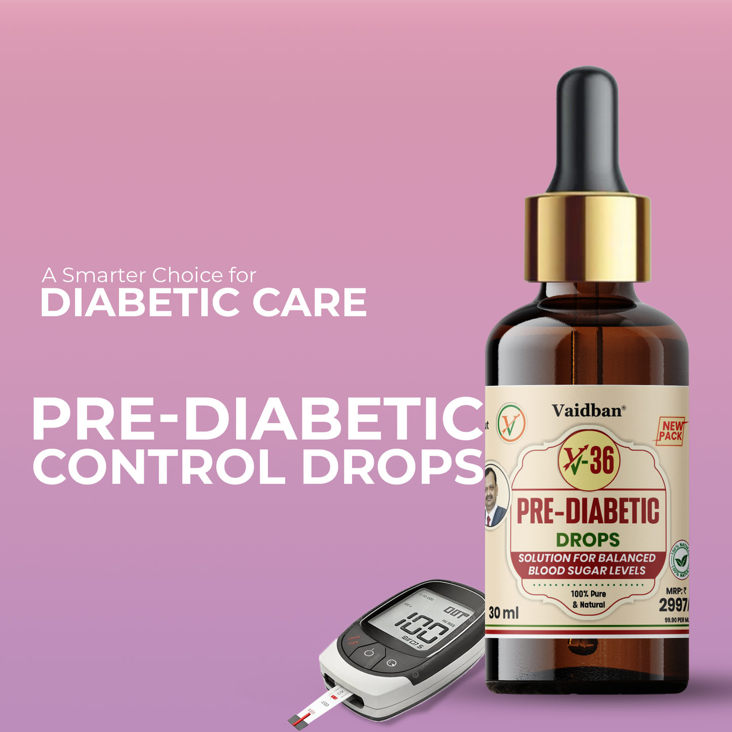 Vaidban V-36 Pre-Diabetes Control Drops – Herbal Oil Blend with Fenugreek, Sesame & Coconut Oil | 30 ml