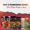 Vaidban Pancham Gond Combo – 3x Capsules + Free Triphora Amrit (Extra Version)  : Stomach Relief & Detox