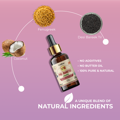 Vaidban V-36 Pre-Diabetes Control Drops – Herbal Oil Blend with Fenugreek, Sesame & Coconut Oil | 30 ml