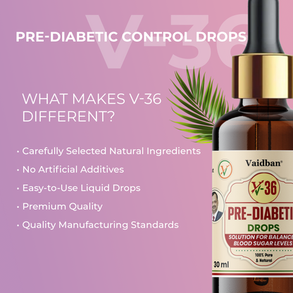 Vaidban V-36 Pre-Diabetes Control Drops – Herbal Oil Blend with Fenugreek, Sesame & Coconut Oil | 30 ml