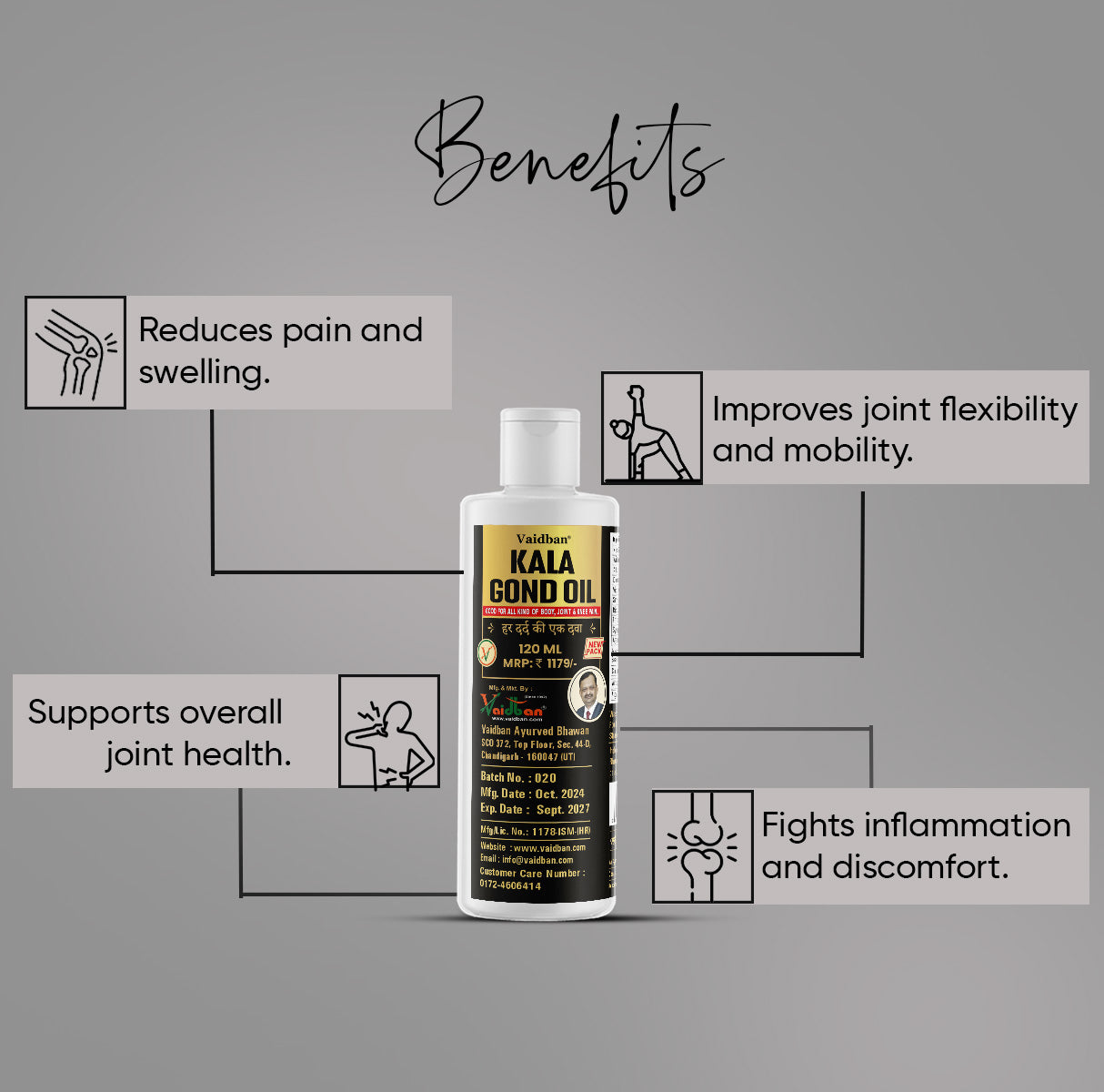 Vaidban Kala Gond Oil - Ayurvedic Joint Pain Massage Oil