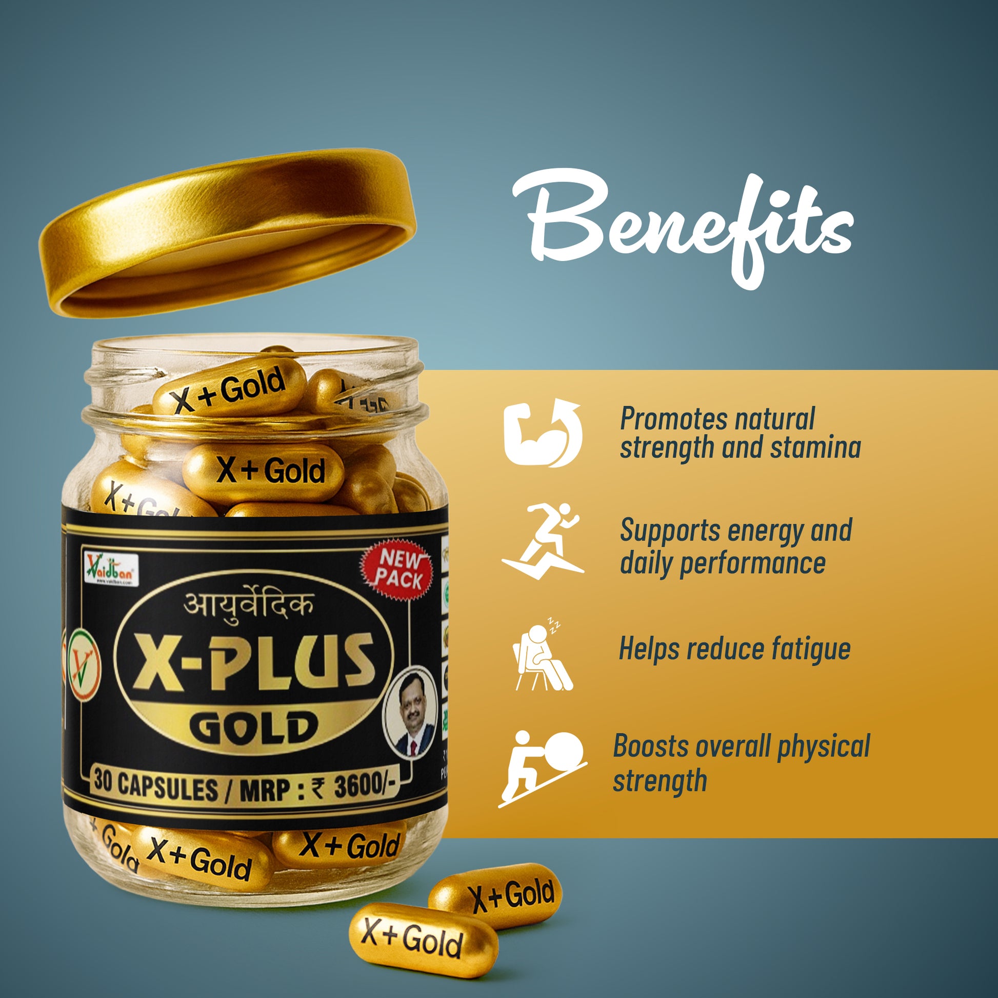 Vaidban X Plus Gold capsules product information panel