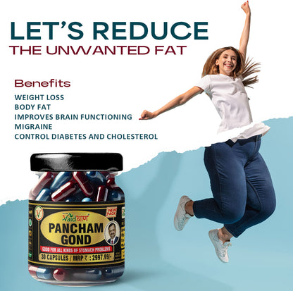 Vaidban Pancham Gond (30 Capsules) – Ayurvedic Capsules for Weight Loss & Gut Health