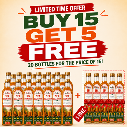 Vaidban Sea Buckthorn Juice 250ml – Buy 5 Get 1 Free | 3-Day Combo Offer