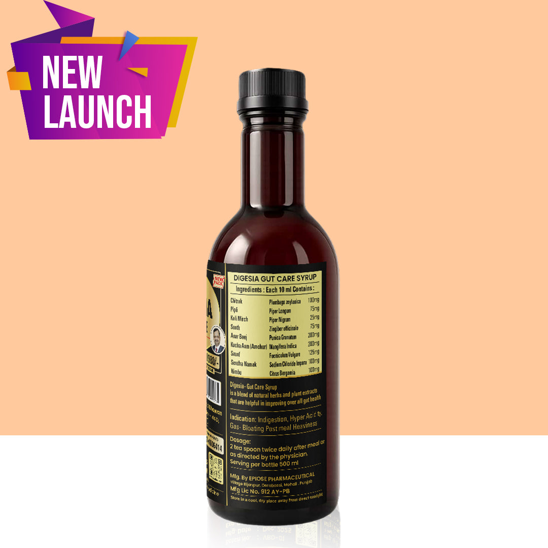 Vaidban Digesia Gut Care Syrup – Natural Relief from Acidity, Gas & Indigestion (500ml)